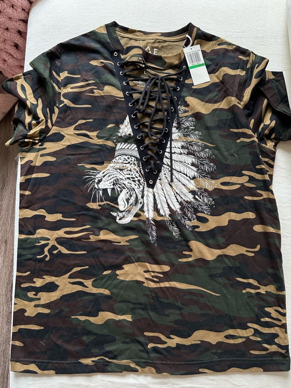 Camo Oversized Lace-Up Tee